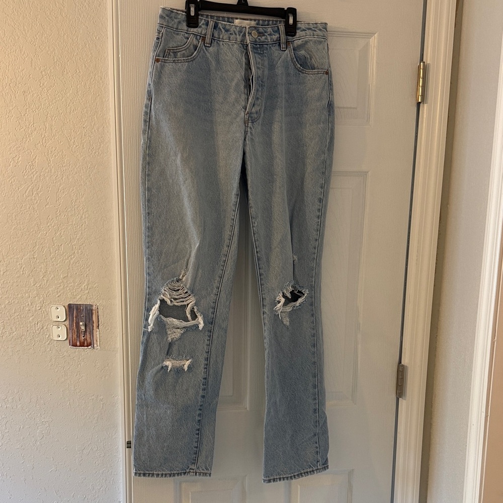 ROLLA'S Light Blue Distressed Straight Leg Jeans